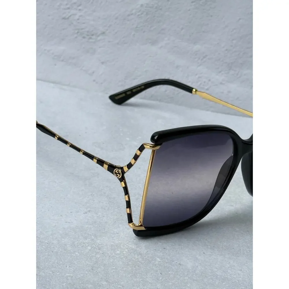 NEW Gucci GG0592S Mirror Grey Oversized Square Sunglasses $565